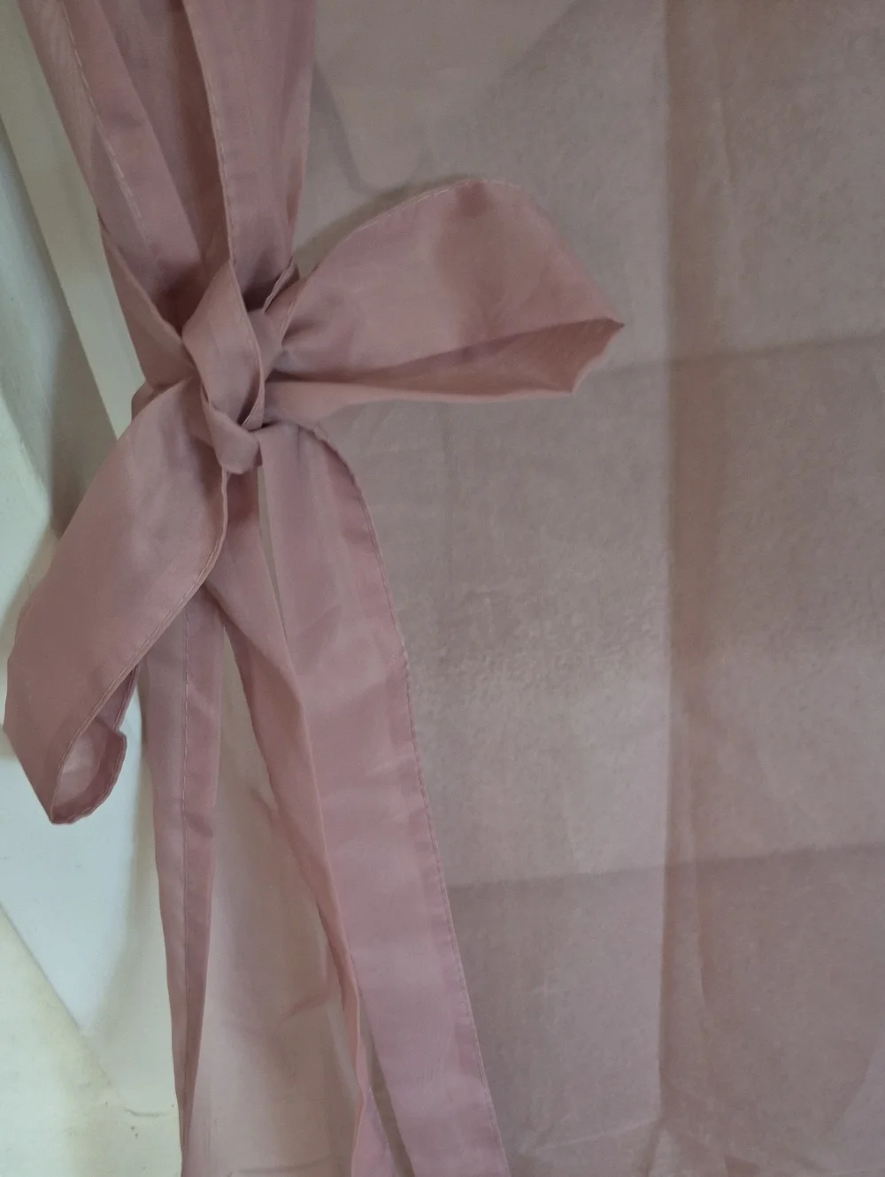 Sheer Tie-Back Window Curtain Panel Dusty Rose